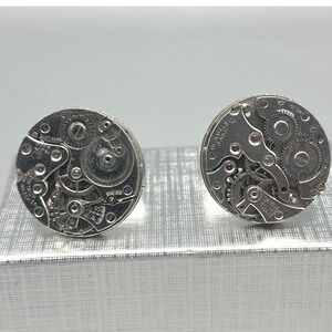 Vintage‎ Watch Movement Cufflinks Swank STEAMPUNK Silvertone